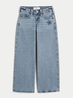 Hollister Low Rise Super Baggy Embroidered Jeans